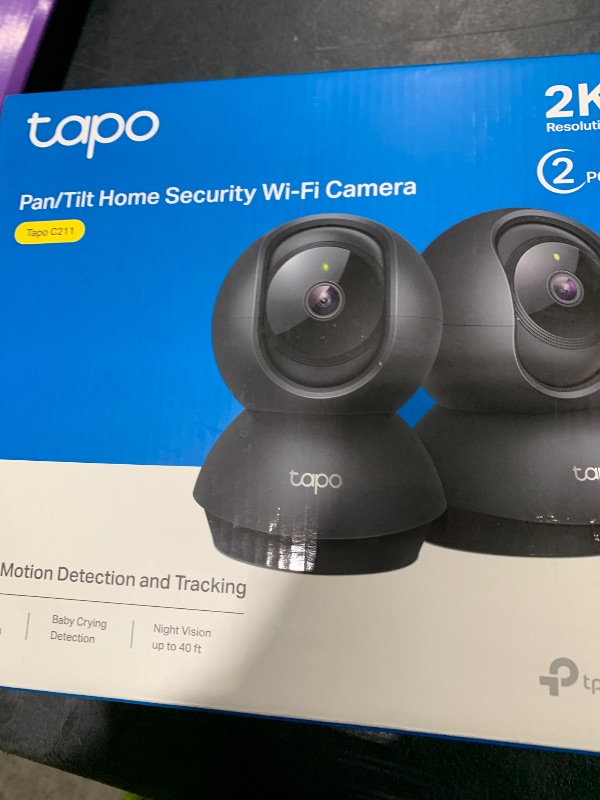 Photo 1 of Tapo TP-Link 2K Pan/Tilt Indoor Security Camera for Baby Monitor, Pet Camera, Motion Detection & Tracking, 2-Way Audio, Cloud & SD Card Storage, Works w/Alexa & Google Home, Black, C211(2-Pack)