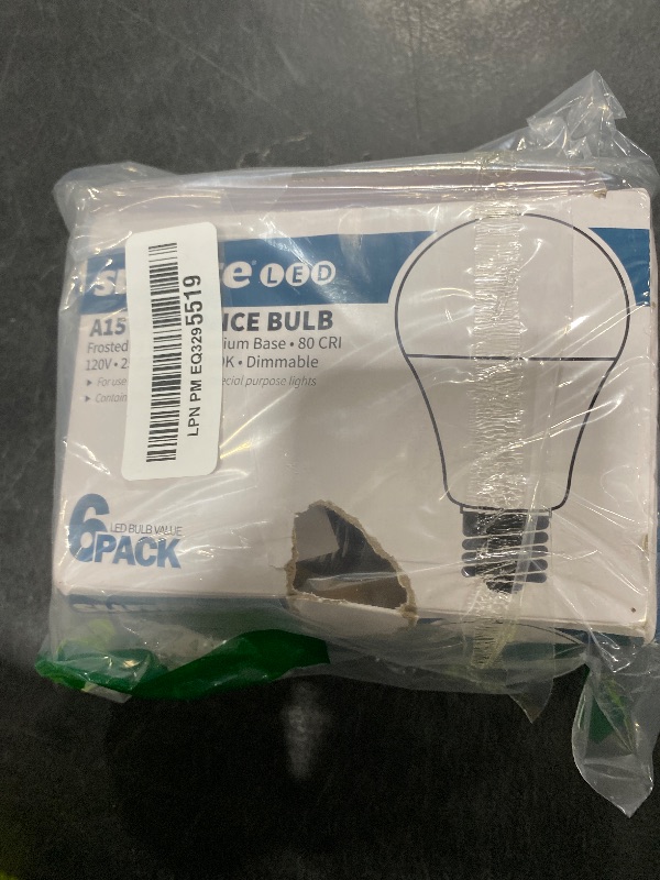 Photo 1 of Sunlite LED A15 Refrigerator Light Bulb, 5.5 Watts (40W Equivalent), 450 Lumens, Medium Base (E26), Dimmable, Frosted Finish, UL Listed, 27K - Soft White, 6 Pack