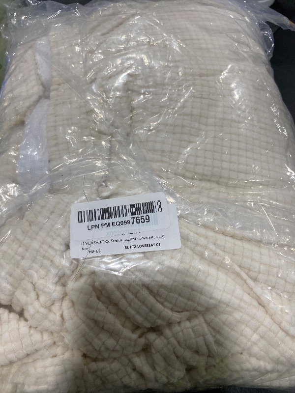 Photo 1 of H.VERSAILTEX Stretch Sofa Covers 2 Piece for 2 Cushion Couch Covers Sofa Slipcovers Furniture Covers Suit for T Cushion/Box Cushion Feature Deluxe Textured Jacquard - Loveseat, Ivory