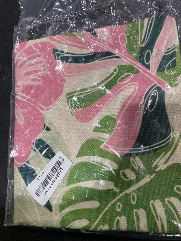 Photo 1 of Croar Boho Palm Leaves Spring Summer Table Runner, Tropical Monstera Hibiscus Flower Floral Bohemian Kitchen Dining Table Decoration, Botanical Indoor Outdoor Home Decor Party Supply 13 x 72 Inch