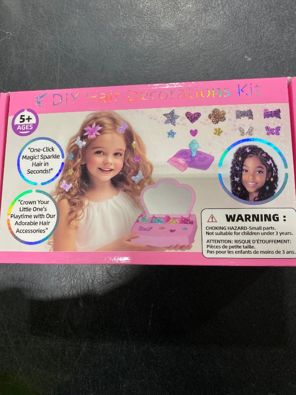 Photo 1 of Hair Gem Stamper Kit, Sparkling Hair Jewels Styling Tool for Girls, Creative DIY Hair Art Crafts with Glitter Sequins, Birthday Party Gifts Toys for Girls Ages 3-12 Years Old
