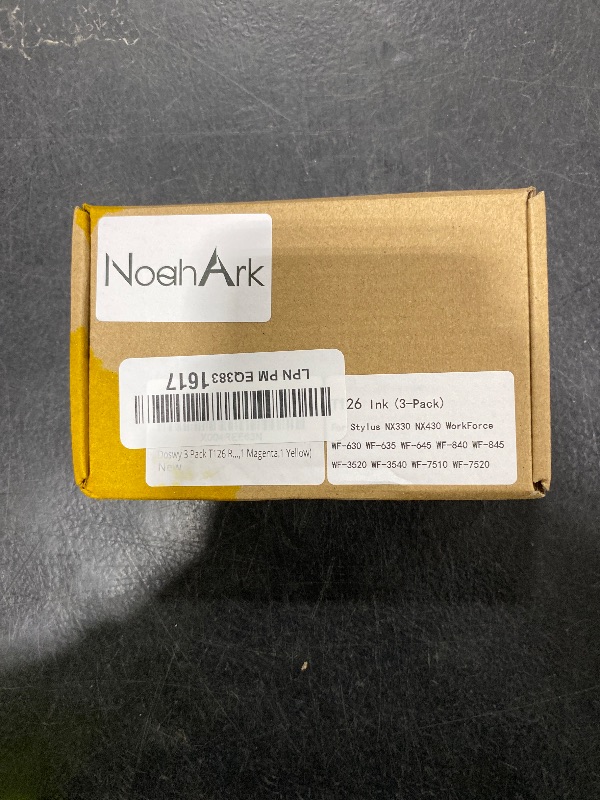 Photo 1 of Doswy 3 Pack T126 Remanufacture Ink Cartridges Replacement for Epson 126 T126 for Workforce 435 520 545 635 645 845 WF-3520 WF-3530 WF-3540 WF-7010 WF-7510 WF-7520 Printer (1 Cyan,1 Magenta,1 Yellow)
