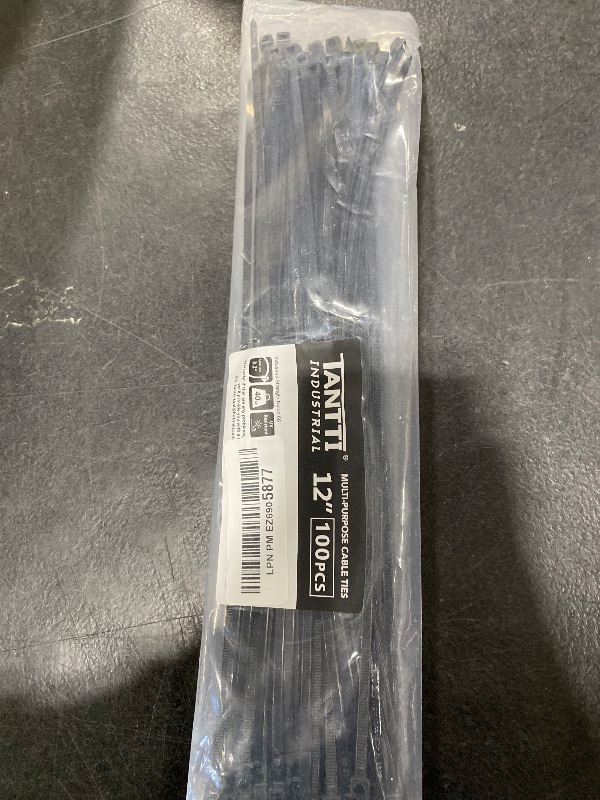 Photo 1 of Zip Ties 12 inch, Black Zip Ties 100 pack, 40lb, Cable Ties, Self-locking Wire ties for indoor and outdoor use, by Tantti