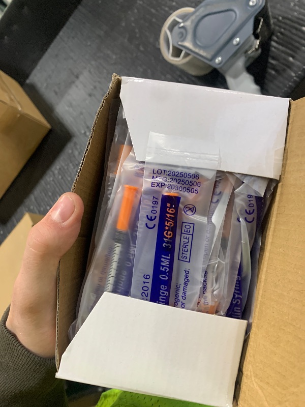 Photo 1 of 0.5ml 31G 5/16 Inch 8mm Syringe, Lab Syringes Individually Wrapped, Pack of 100