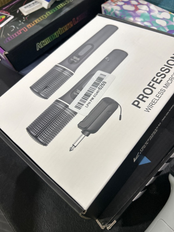 Photo 1 of Wireless Microphones, 5-level Volume Adjustment, Dual Handheld Dynamic Mic with Dynamic Ambient Lighting,Ultra-Stable Rechargeable Receiver,40H Duration, 200ft Range,Karaoke Microphone for Singing