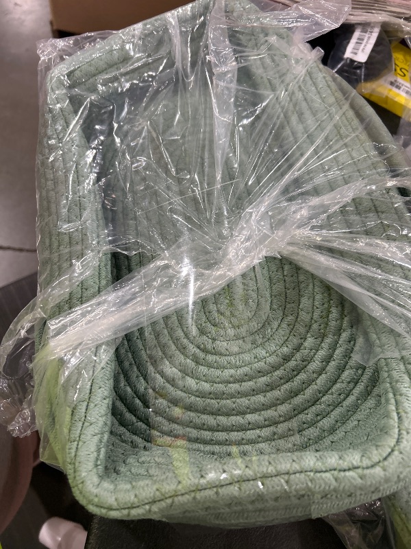 Photo 1 of Sea Team Oval Cotton Rope Storage Basket with Lid, Lidded Woven Storage Bin, Nursery Storage Container, Diaper Caddy, Baby Shower Basket, Box, Organizer, 15 x 11 x 6.5 Inches (Medium, Green)