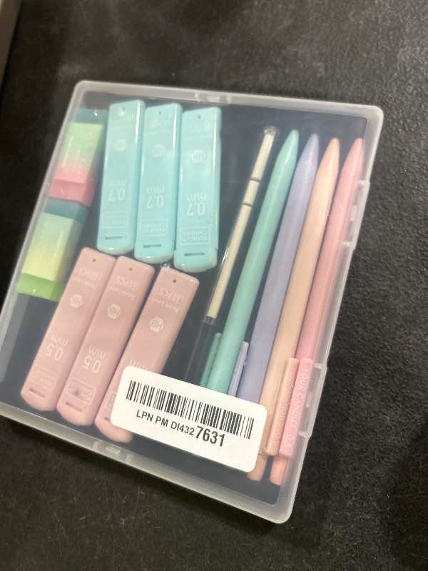Photo 1 of Four Candies Cute Mechanical Pencil Set, 6PCS Pastel Mechanical Pencils 0.5 & 0.7mm with 360PCS HB Leads, 3PCS Erasers and 9PCS Eraser Refills, Aesthetic School Supplies for Girls Writing