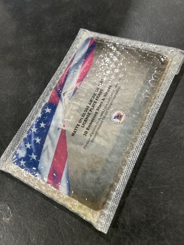 Photo 1 of TACTILIAN Motorcycle License Plate Frame American Flag (Black) Anti Rattle Silicone Subdued 3D Stars and Stripes USA Flag Gloss on Matte Cover, Bike, Harley Motorcycle License Plate Holder Cover
