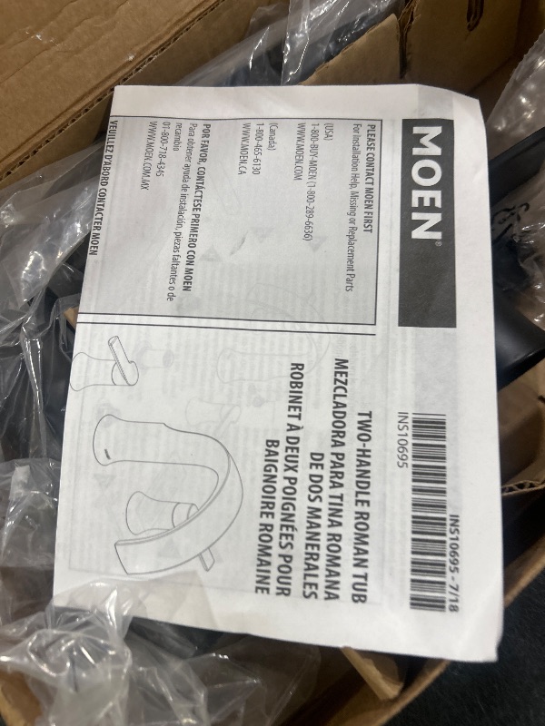 Photo 1 of Moen Genta LX Matte Black Two Handle Deck Mounted Roman Tub Faucet, Widespread Modern Bathtub Set for Soaking Tub, Valve Required, T908BL