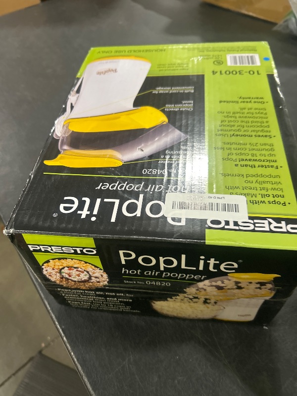 Photo 1 of Presto 04820 Poplite Hot Air Popcorn Popper - Built-In Measuring Cup + Melts Butter, Easy to Clean, Built-In Cord Wrap, 18 Cups, Yellow