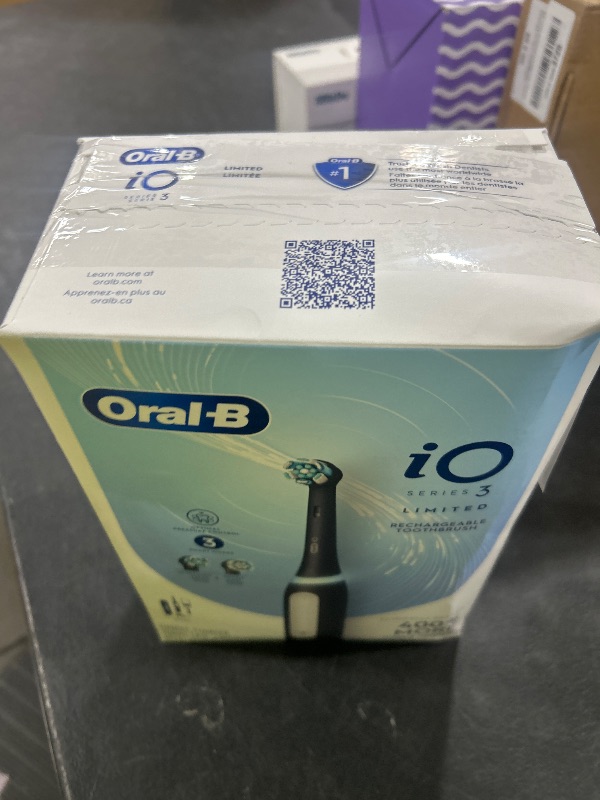Photo 1 of Oral-B iO Deep Clean Rechargeable Electric Powered Toothbrush, Black with iO Series 3 Limited, 2 Brush Heads and Travel Case - Pressure Sensor to Protect Gums - 3 Cleaning Settings - 2 Minute Timer