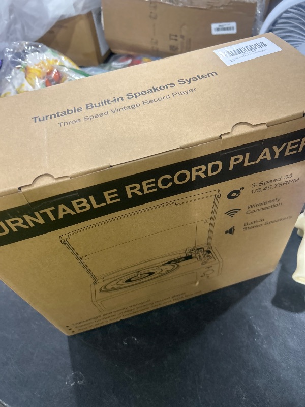 Photo 1 of Vinyl Record Player with Speakers Vintage Turntable for Vinyls Records Belt-Driven Turn Table Support 3-Speed, Wireless Playback, Headphone, AUX-in, RCA Line LP Phonograph for Sound Enjoyment Black