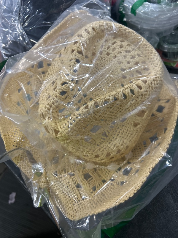 Photo 1 of WQWOVRVO Cowboy Hat,Cowgirl Hat,Cowboy Hats for Women/Mens/Straw Wide with Shapeable Brim Cowboy Hats for Womens/White/Black/Beige (Beige+White)