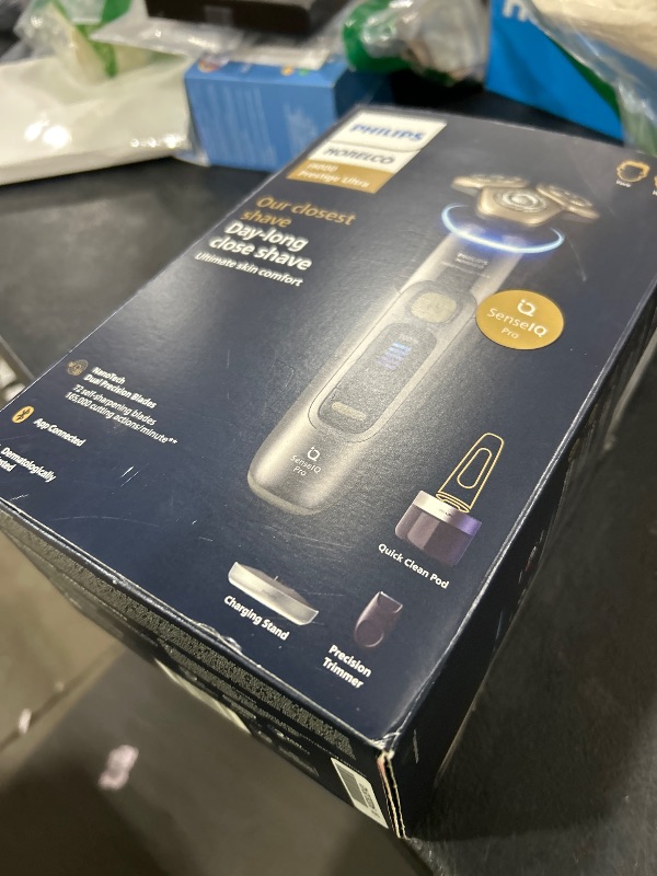 Photo 1 of Philips Norelco Shaver i9000 Prestige Ultra, Wet & Dry Electric Shaver, Dark Slate, SenseIQ Pro Technology, Triple Lift & Cut System, 360 Rotating NanoTech Precision Blades, Quick Clean Pod, XP9402/86