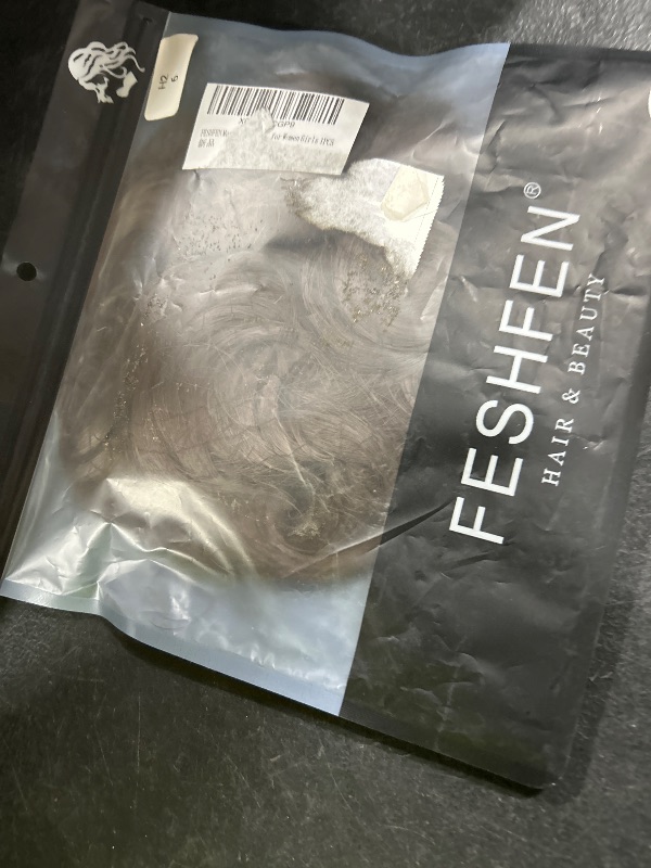 Photo 1 of FESHFEN Messy Bun Hair Piece - Elastic Wavy Curly Hair Bun Scrunchies Extensions Synthetic Chignon Hairpieces for Women Girls, Dark Brown 1.5 oz