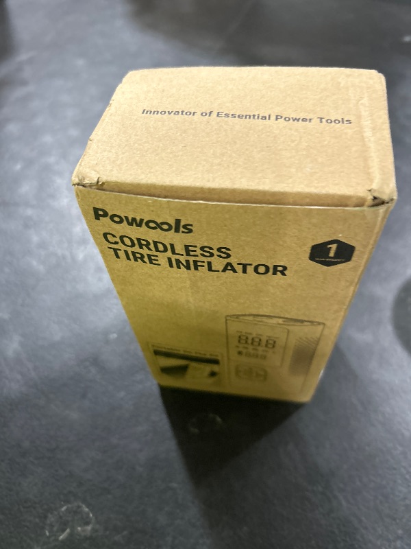 Photo 1 of Powools Cordless Tire Inflator Portable Air Compressor - 150PSI Air Pump with Auto Shutoff Function for Car Tires, Inflatables, Motorcycle, Balls, Compact Bike Tire Pump with LED Light, Red, Large