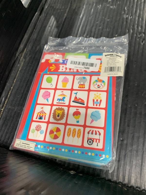 Photo 1 of Fun Express Carnival Bingo Game Set - for 16 People - Include Game Boards, Call Out Sheets, Chips and Instructions - Party Games