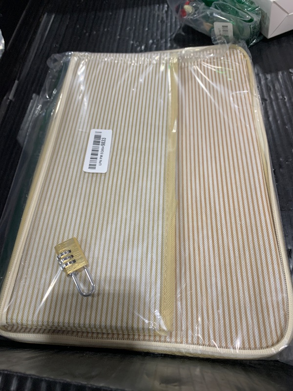 Photo 1 of Briwooody Discreet Lockable Adult Toy Storage Organizer Adult Toy Bag Storage Bins Case with Zipper Lid 15 x 10 x 5.9 Inches for Women and Men Clothes Container(Gold Stripes)