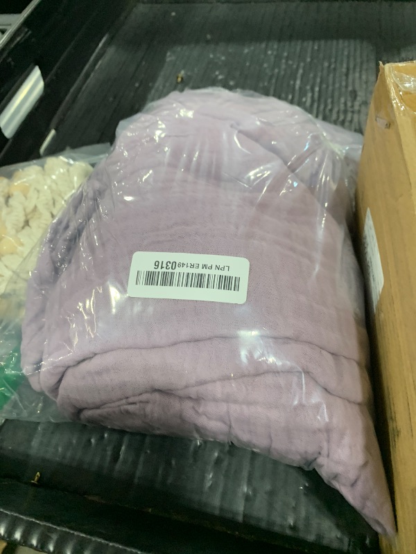 Photo 1 of 100% Cotton Muslin Blanket Large 50" x 70", 6 Layers Breathable and Lightweight Cotton Throw Blanket for Bed and Couch, Soft Quilt Bedspread, Gauze Blanket for Adults All Season, Lavender