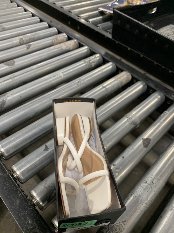 Photo 1 of Modatope White Sandals Women Open Square Toe Chunky Heel Sandals for Women 2025 Two Strap Slip on Sandal Dressy Low Heel Slide Sandal Size 7