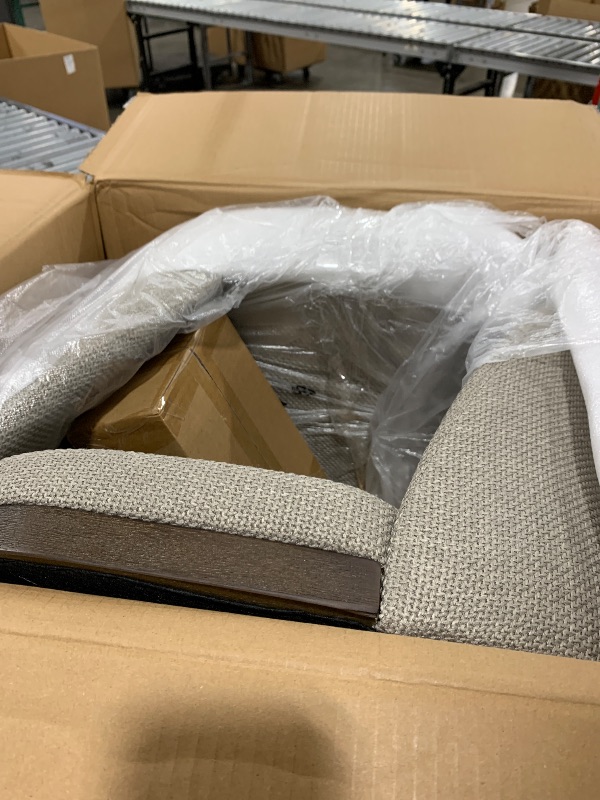 Photo 1 of COLAMY Upholstered Parsons Dining Chairs Set of 2, Fabric Dining Room Kitchen Side Chair with Nailhead Trim and Wood Legs - Beige