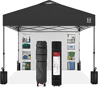 Photo 1 of Best Choice Products 10x10ft Easy Pop Up Canopy w/Side Wall, 10 Pockets, Portable Carrying Case, 1-Button Setup, 4 Weight Bags - Gray