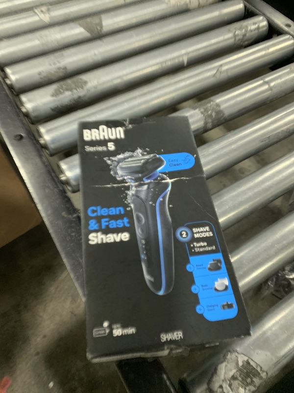 Photo 1 of Braun Electric Shaver for Men, Series 5 5150cs, Wet & Dry Shave, Turbo Shaving Mode, Foil Shaver, with Beard Trimmer, Body Groomer and Charging Stand, Blue
