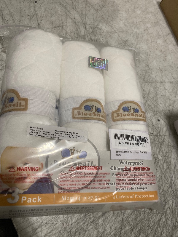 Photo 1 of BlueSnail Quilted Thicker Waterproof Changing Pad Liners,3 Count(Snow White 13” x 27”)