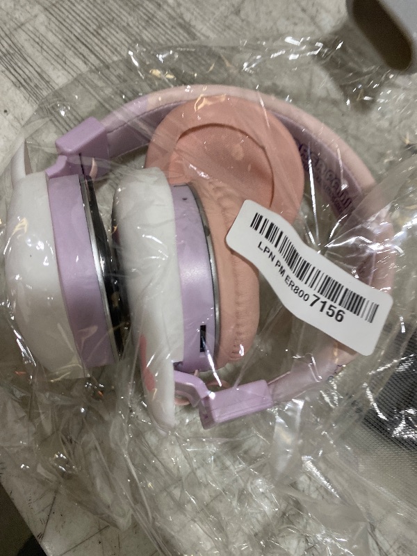 Photo 1 of YLFASHION Kids Bluetooth Headphones, Wireless & Wired Over-Ear with Rabbit Design, Built-in Mic, Volume Limited, Comfortable & Foldable, for Children & Adults/School/iPad/Tablet/Airplane (Purple)