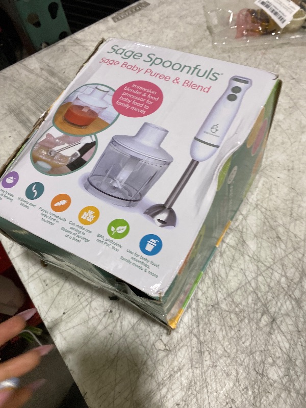 Photo 1 of Sage Spoonfuls Baby Food Maker, Processor and Immersion Blender with Dishwasher-Safe Stainless Steel Attachments for Meal Prep & Baby-Led Weaning, White