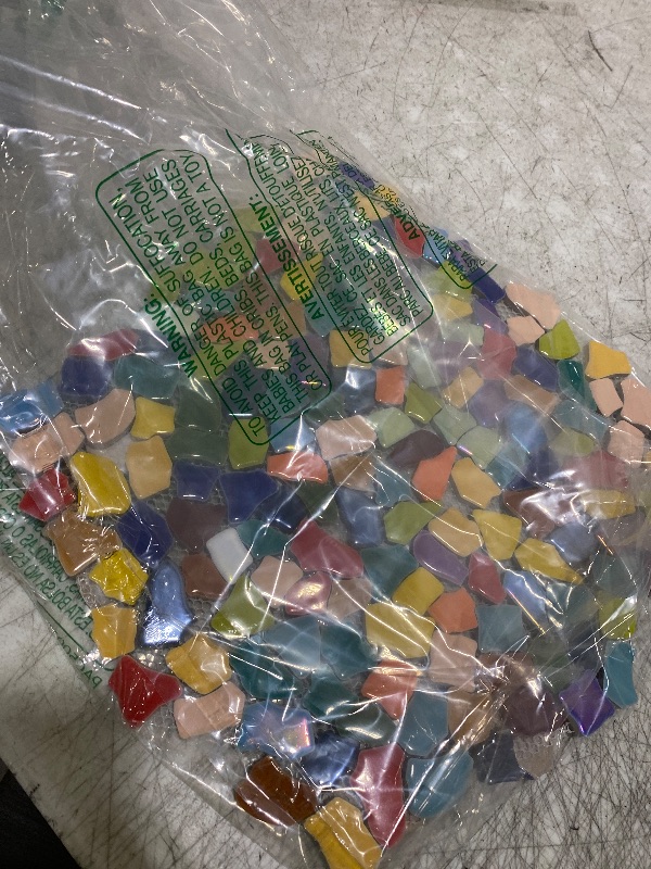 Photo 1 of Lanyani Vibrant Broken Ceramic Tiles for Crafts Mosaics,Irregular Polished China Tile Scraps Stained Glass Pieces, Mixed Colors- 2Pounds/0.97 Square Foot