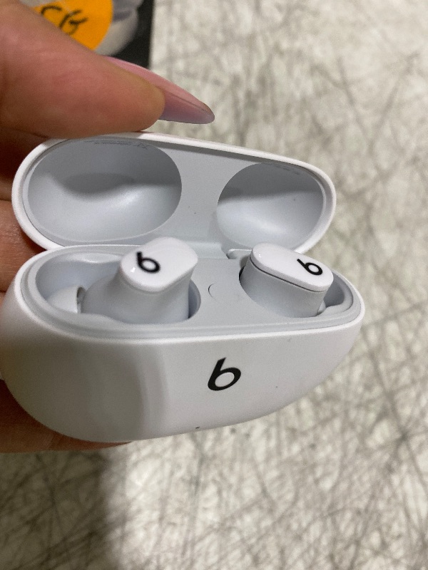 Photo 1 of Beats Studio Buds - True Wireless Noise Cancelling Earbuds - Compatible with Apple & Android, Built-in Microphone, IPX4 Rating, Sweat Resistant Earphones, Class 1 Bluetooth Headphones - White