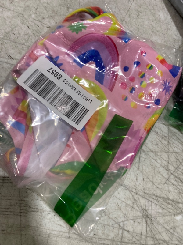 Photo 1 of TRENDSTITCH Girls Swimsuit Quick Dry One Piece Bathing Suit Rainbow Pink One Shoulder Kids Swimwear for 7-8 Years