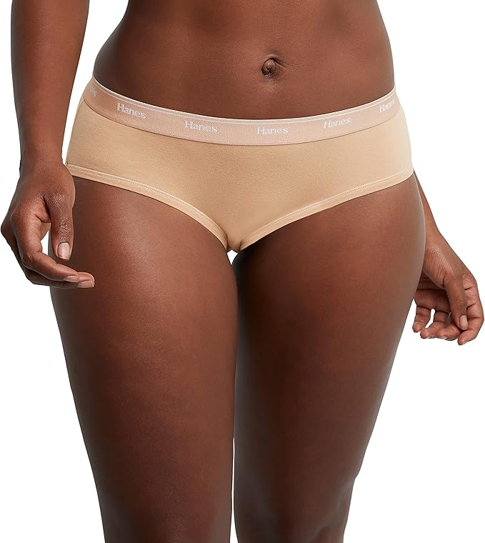 Photo 1 of Hanes Women's Originals Bikini Panties, Breathable Stretch Cotton Underwear, Assorted, 6-Pack L
