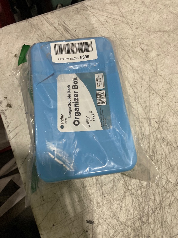 Photo 1 of Enday Pencil Box Blue, Large Capacity Plastic Double Deck Box with 12 Compartments, Plastic Pencil Box with Snap-Tight Lid, Hard Pencil Case Storage Organizer Pencil Boxes