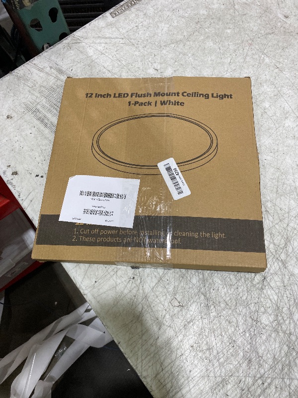 Photo 1 of SunRider LED Flush Mount Ceiling Light Fixture, 5000K Daylight White, 2400LM, 12 Inch 24W White Round Flat Bedroom Lights, 240W Equiv. Non-Dimmable