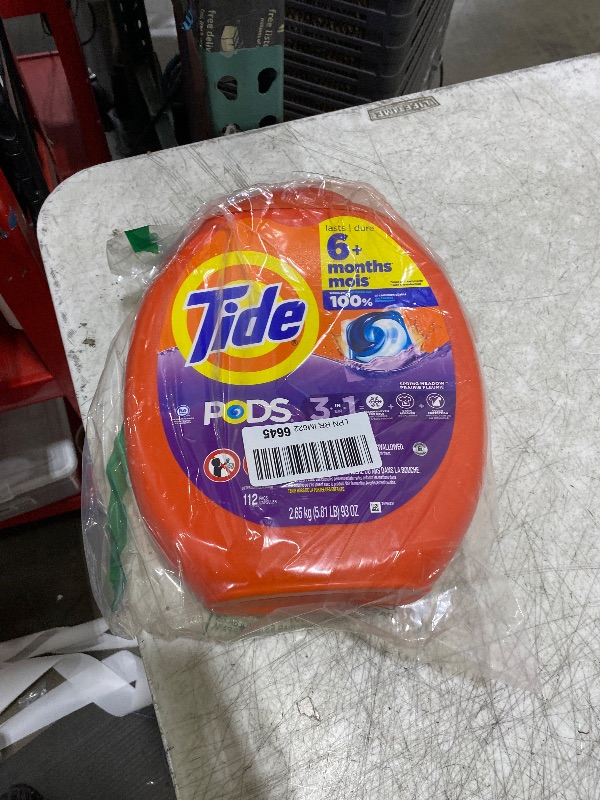 Photo 1 of Tide PODS Laundry Detergent Pacs, 3-in-1 Stain Remover, Odor Fighter, Color Protector, 112 Count, HE compatible, Spring Meadow Scent