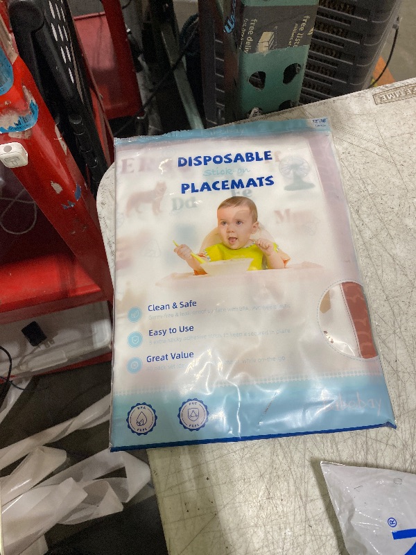 Photo 1 of Babebay Disposable Placemats for Baby, 40 Pack Sticky Toddler Placemat for Restaurants, Dining Table, Party, Travel, 12" x 18" with 4 Designs