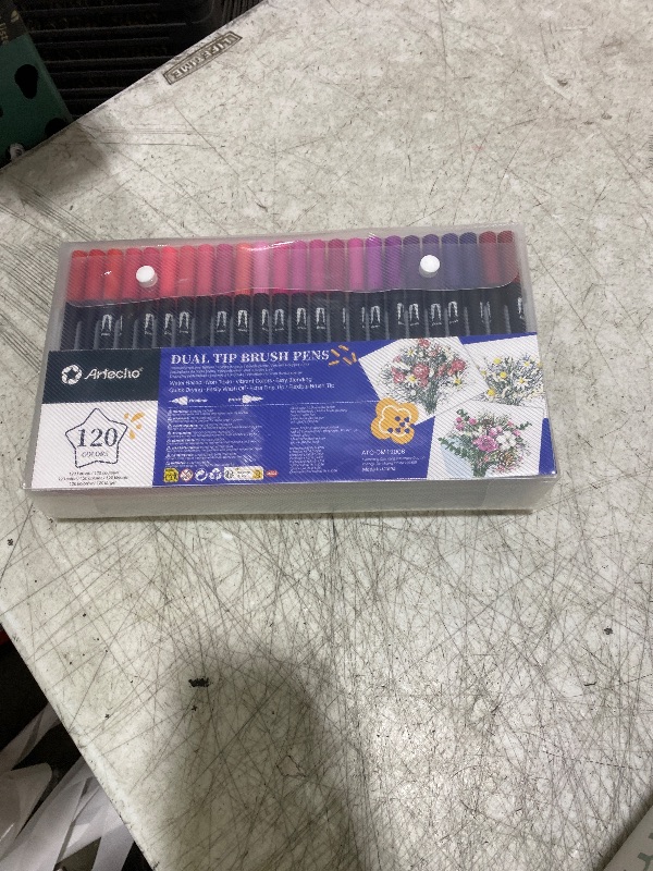 Photo 1 of Artecho 120 Colors Markers for Adult Coloring Books, Dual Tip Markers for School, Fine and Brush Tip for Adults Coloring Books, Calligraphy, Drawing, Sketching