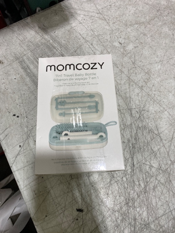 Photo 1 of Momcozy Bottle Brush Set - Baby Bottle Cleaner Kit with Silicone Brush, Nipple Brush, Straw Brush, Soap Dispenser, Drying Rack - 7 in 1 Bottle Cleaning Tool for Home and Travel, Green