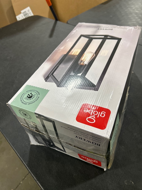 Photo 1 of GLOBE Electric 44176 1-Light Outdoor/Indoor Wall Sconce, Matte Black Finish, Clear Glass Shade, Weather-Resistant Modern Exterior Light