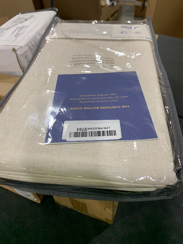 Photo 1 of 100% Blackout Shield Linen Blackout Curtains for Bedroom 96 Inches Long, Back Tab/Rod Pocket Living Room Drapes, Thermal Insulated Blackout Curtains 2 Panels Set, 50" W x 96" L,Cream