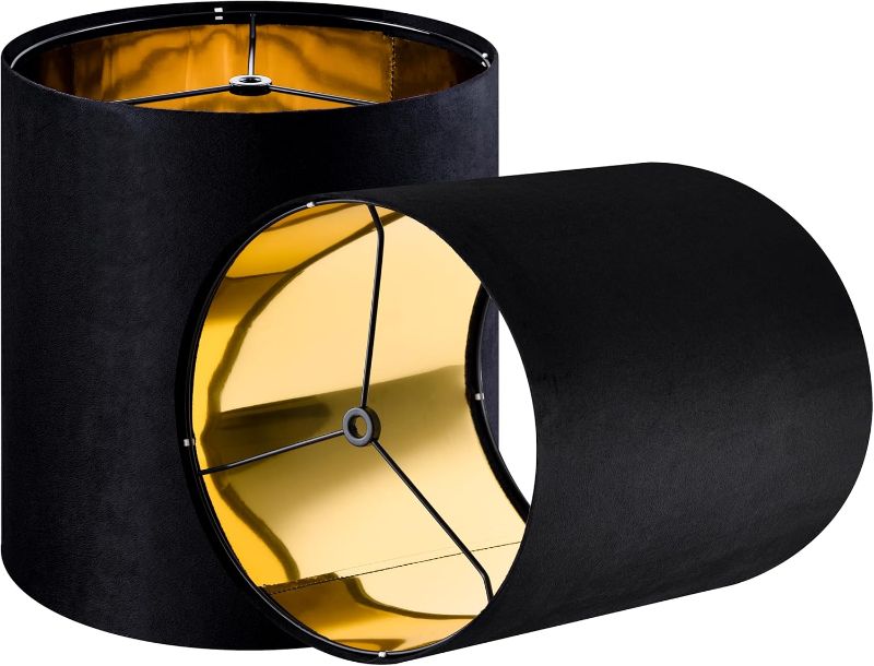 Photo 1 of GOSO Tall Drum Velvet Black Lamp Shades Set of 2- Lampshades for Table Lamps-9.8 * 9.8 * 10.8 inch (Spider) Small Drum Shade-Modern Lampshade-DIY Shade-Replacement,Easy Assembly-Handcraft-Rustic

