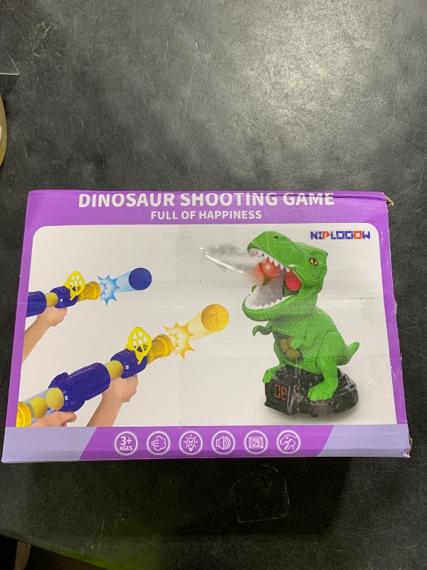 Photo 1 of NIPLOOOW Dinosaur Shooting Toys for Kids 3-5 Years, Movable Target Shooting Games with 2 Air Pump Launcher, Interactive Competition Game Gift for Boys and Girls Ages 3 4 5 6 7 8 Years Old