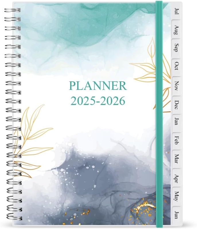 Photo 1 of 2025-2026 Weekly & Monthly Planner - 2025-2026 Planner from July 2025 to June 2026, Easy to Organize Your Daily Life, Medium 6.5" x 8.5", Blue and Gold moutains