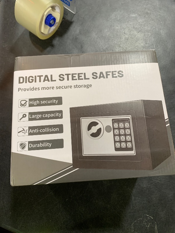 Photo 1 of Digital Electronic Money Safe, Steel Security Lock Box with Keypad, Office Hotel Business Jewelry Gun Cash Safe, 0.23 Cubic Feet, 9.06" W x 6.69" D x 6.69" H?black?