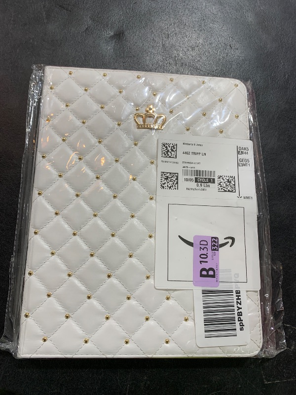 Photo 1 of Topwin Cute Crown Case for iPad Pro 12.9-inch (6th & 5th Gen), Bling Diamond PU Leather Smart Auto Sleep/Wake Kickstand Shockproof Flip Case for 12.9 Pro (White)