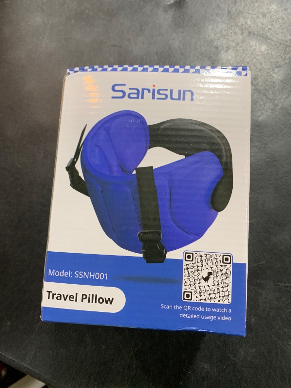 Photo 1 of SARISUN Travel Pillows for Airplanes, Airplane Pillow for Long Flight, Airplane Head Strap with Eye Mask for Sleep, Travel Neck Pillow for Car Road Trip, 360° Support Headrest, Stop Bobblehead, Black