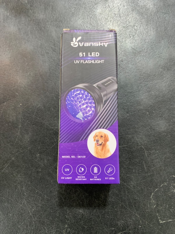 Photo 1 of Vansky UV Flashlight Black Light, 51 LED Blacklight Pet Urine Detector for Dog/Cat Urine, Dry Stains, Bed Bug, Resin Curing, Scorpions Finder