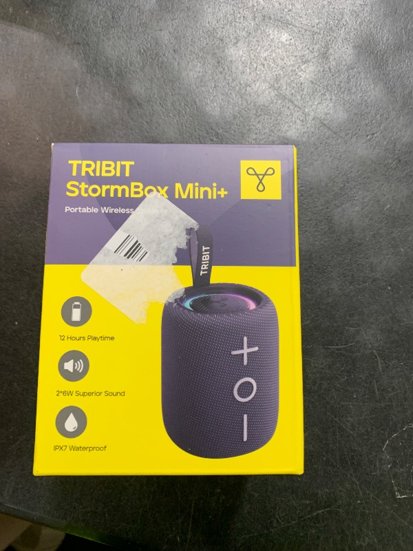 Photo 1 of Tribit StormBox Mini+ Portable Bluetooth Speaker, 12W Wireless Speaker with 360°Surround Sound, 12H Playtime, Custom EQ, BT5.4, IPX7 Waterproof, RGB Lights, Type-C, TWS, AAC/SBC, Home/Outdoor/Travel